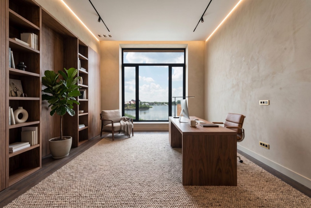 Virtual renovation — the same room as an Editorial home office